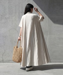 antiqua（アンティカ）の「リネン混 シャツワンピース（シャツワンピース）」