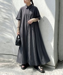 antiqua（アンティカ）の「リネン混 シャツワンピース（シャツワンピース）」