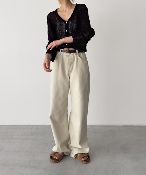 CANAL JEAN（キャナルジーン）の「El mar　透かし編みニットカーディガン（カーディガン/ボレロ・レディース・ベージュ/ブラック・ONE SIZE）」の8枚目の写真