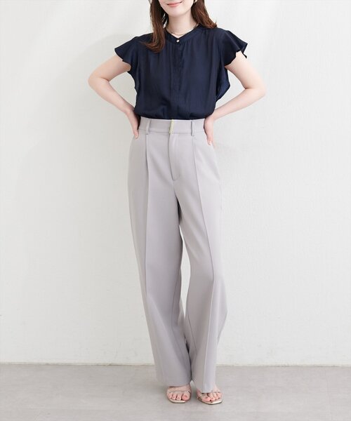 natural couture(ナチュラルクチュール)の「とろみサテンラッフル袖ブラウス(シャツ/ブラウス・レディース・ブルー/ピンク/ピンクベージュ/アイボリー/ネイビー・FREE)」の18枚目の写真
