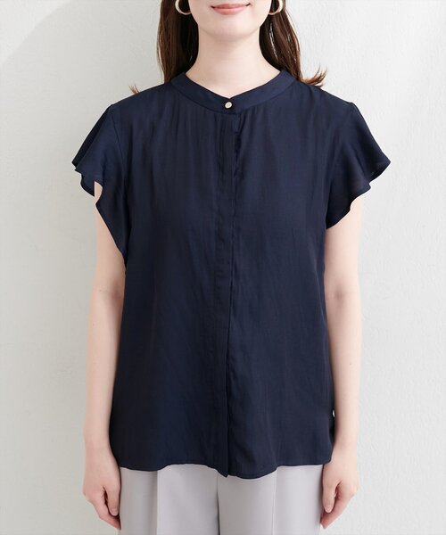 natural couture(ナチュラルクチュール)の「とろみサテンラッフル袖ブラウス(シャツ/ブラウス・レディース・ブルー/ピンク/ピンクベージュ/アイボリー/ネイビー・FREE)」の19枚目の写真