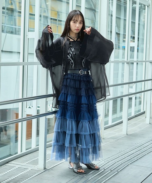 HARE(ハレ)の「グラデチュールフリルスカート(HARE)(スカート・レディース・ブルー/ブラック・FREE)」の18枚目の写真