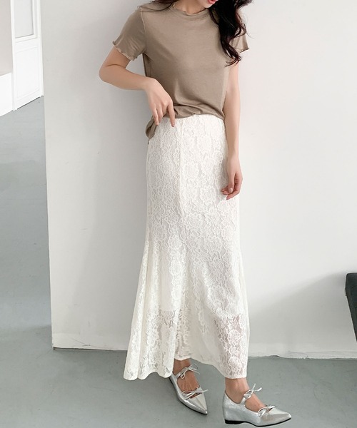 LOWO(ロワ)の「S~L展開 / 普段使いからパーティーまで。万能レーススカート(スカート・レディース・アイボリー/ブラック・S/M/L)」の12枚目の写真