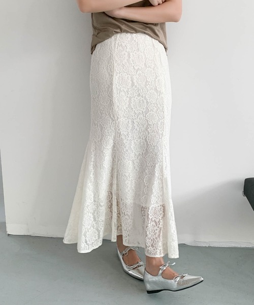 LOWO(ロワ)の「S~L展開 / 普段使いからパーティーまで。万能レーススカート(スカート・レディース・アイボリー/ブラック・S/M/L)」の14枚目の写真