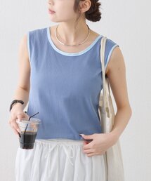 【WEB限定】サテンパイピングリブタンクトップ