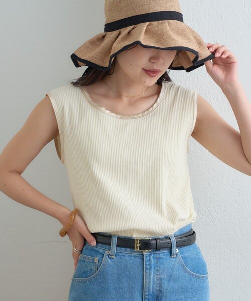 セール】【ZOZO限定】サテンパイピングリブタンクトップ（タンクトップ