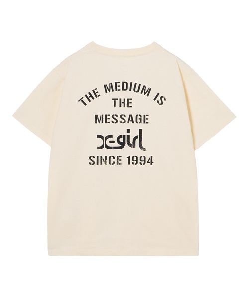 X-girl(エックスガール)の「FADED STENCIL LOGO S/S TEE(Tシャツ/カットソー・レディース・オフホワイト/オリーブ/ブラック・S/L/M)」の2枚目の写真