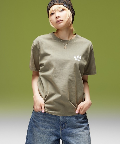 X-girl(エックスガール)の「FADED STENCIL LOGO S/S TEE(Tシャツ/カットソー・レディース・オフホワイト/オリーブ/ブラック・S/L/M)」の5枚目の写真