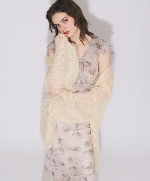 ME COUTURE(ミークチュール)の「2WAYキッドモヘヤシアーニット(ニット/セーター・レディース・キナリ/オフホワイト/ベビーピンク・FREE)」の1枚目の写真