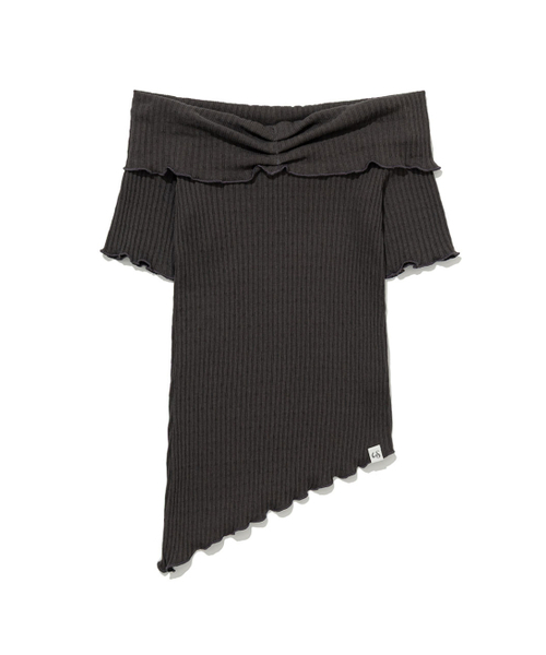 UGLY SHADOW(アグリーシャドウ)の「ASYMMETRIC RIB OFF-SHOULDER TEE(CHARCOAL)(Tシャツ/カットソー・レディース・その他・FREE)」の5枚目の写真
