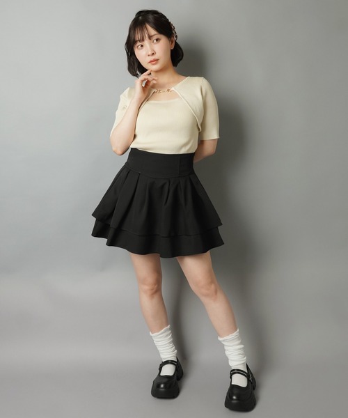 SPINNS(スピンズ)の「半袖ニット/フロントオープン/ビット(ニット/セーター・レディース・アイボリー/レッド/ブラック・ONESIZE)」の12枚目の写真