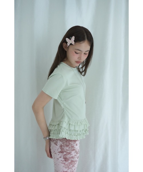 Smyeon(スミョン)の「Frill crewneck tee/フリルクルーネックTシャツ(Tシャツ/カットソー・レディース・ブラック/ミント/アイボリー/ホワイト・FREE)」の6枚目の写真