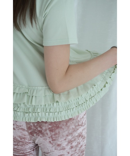 Smyeon(スミョン)の「Frill crewneck tee/フリルクルーネックTシャツ(Tシャツ/カットソー・レディース・ブラック/ミント/アイボリー/ホワイト・FREE)」の8枚目の写真