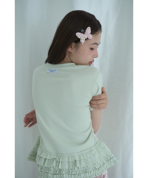 Smyeon(スミョン)の「Frill crewneck tee/フリルクルーネックTシャツ(Tシャツ/カットソー・レディース・ブラック/ミント/アイボリー/ホワイト・FREE)」の9枚目の写真