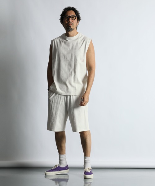 The DUFFER of ST.GEORGE(ザダファーオブセントジョージ)の「8oz HEAVY WEIGHT COTTON GYM SHORTS:セットアップ対応 ヘビーウェイト ジムショーツ/ 厚手生地 / ウエストゴム / 膝丈(その他パンツ・メンズ・オフホワイト/ブラウン/ブルーグレー/スミクロ/ベージュ/ネイビー・X-LARGE/LARGE/MEDIUM)」の8枚目の写真