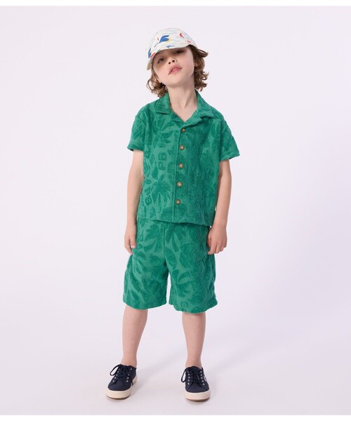 PETIT BATEAU（プチバトー）の「プリント半袖シャツ（シャツ/ブラウス・キッズ・グリーン・3YEAR/4YEAR/5YEAR）」の2枚目の写真