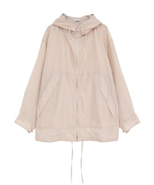 CLANE(クラネ)の「CLANE/クラネ/CRINKLED NYLON ZIP HOODIE(パーカー・レディース・ブラック/ベージュ・1)」の1枚目の写真