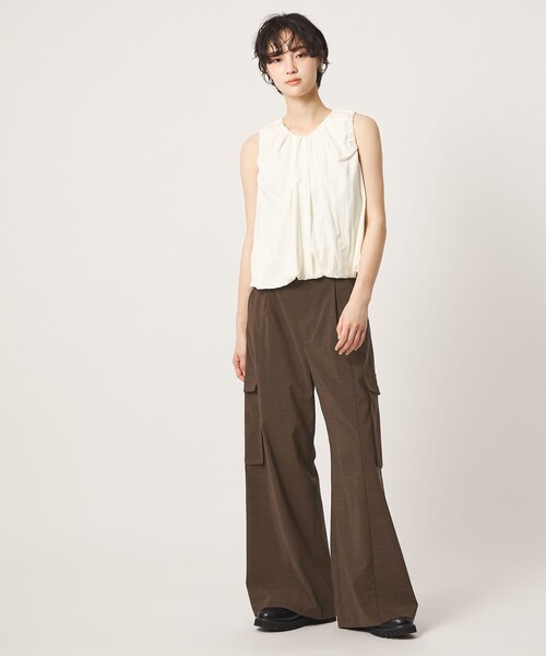 CITEN(シテン)の「<CITEN>エアリーカーゴワイドパンツ ―吸水速乾・防シワ―(カーゴパンツ・レディース・ダークブラウン/ブラック/クリーム・S/M)」の5枚目の写真