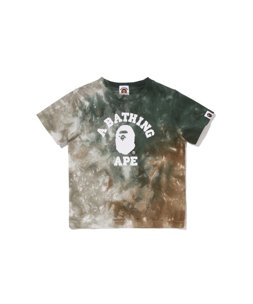 A BATHING APE（アベイシングエイプ）の「TIE DYED COLLEGE TEE（Tシャツ/カットソー・キッズ・マルチ/オリーブ・90/130/100/110/140）」の2枚目の写真