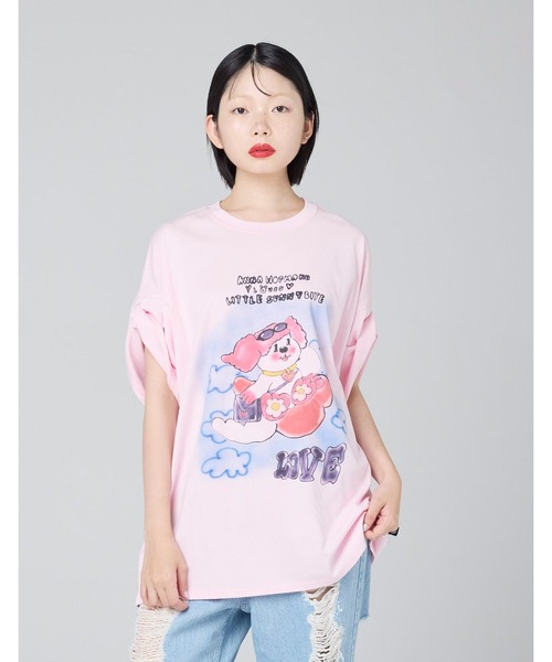 Little sunny bite(リトルサニーバイト)の「/Little sunny bite/anna hopman x little sunny bite doggy big tee 26SS(Tシャツ/カットソー・メンズ・ブラック/ピンク/ホワイト・MEDIUM/SMALL)」の3枚目の写真