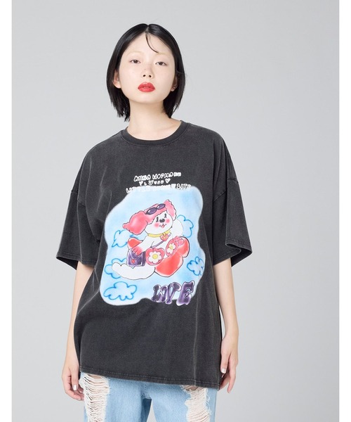 Little sunny bite(リトルサニーバイト)の「/Little sunny bite/anna hopman x little sunny bite doggy big tee 26SS(Tシャツ/カットソー・メンズ・ブラック/ピンク/ホワイト・MEDIUM/SMALL)」の2枚目の写真