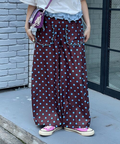 HELLO.SANFRANCISCO（ハローサンフランシスコ）の「【HELLO.SANFRANCISCO/ハローサンフランシスコ】ドット柄フリルポケットボリュームパンツ（その他パンツ・レディース・グレー/ピンク/ブラウン・ONE SIZE）」の17枚目の写真