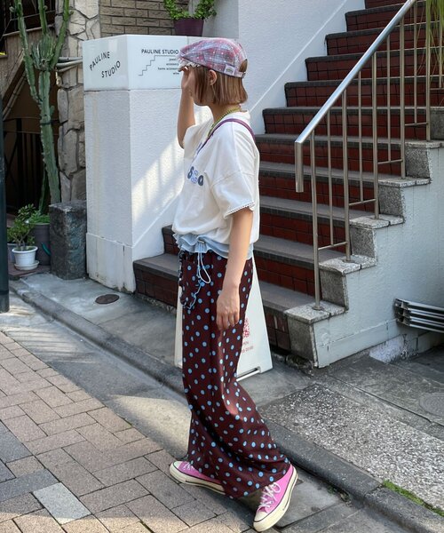 HELLO.SANFRANCISCO（ハローサンフランシスコ）の「【HELLO.SANFRANCISCO/ハローサンフランシスコ】ドット柄フリルポケットボリュームパンツ（その他パンツ・レディース・グレー/ピンク/ブラウン・ONE SIZE）」の12枚目の写真