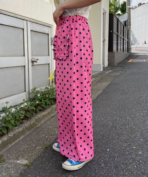 HELLO.SANFRANCISCO（ハローサンフランシスコ）の「【HELLO.SANFRANCISCO/ハローサンフランシスコ】ドット柄フリルポケットボリュームパンツ（その他パンツ・レディース・グレー/ピンク/ブラウン・ONE SIZE）」の8枚目の写真