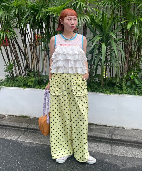 HELLO.SANFRANCISCO(ハローサンフランシスコ)の「【HELLO.SANFRANCISCO/ハローサンフランシスコ】ドット柄フリルポケットボリュームパンツ(その他パンツ・レディース・グレー/ピンク/ブラウン/イエロー/グリーン/ネイビー・ONE SIZE)」の20枚目の写真