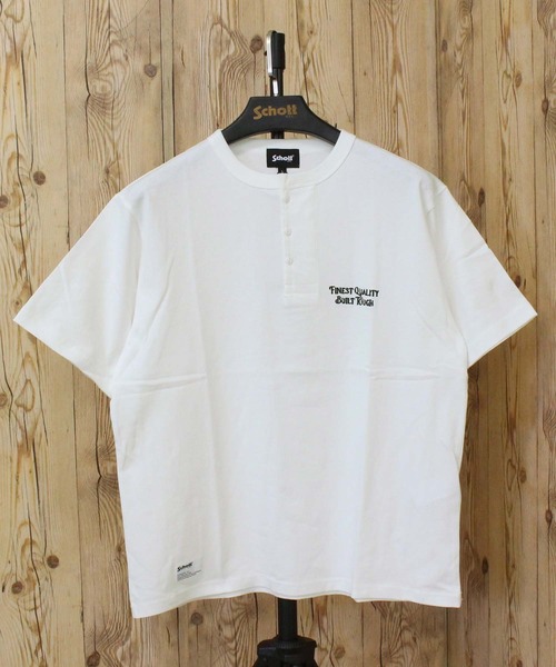 Schott(ショット)の「FINEST QUALITY BUILT TOUGH EMB. HENLEY T-SHIRT(Tシャツ/カットソー・メンズ・チャコールグレー/ホワイト/ネイビー・XXL/XL/M/L)」の2枚目の写真