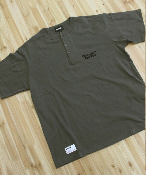 Schott(ショット)の「FINEST QUALITY BUILT TOUGH EMB. HENLEY T-SHIRT(Tシャツ/カットソー・メンズ・チャコールグレー/ホワイト/ネイビー・XXL/XL/M/L)」の9枚目の写真