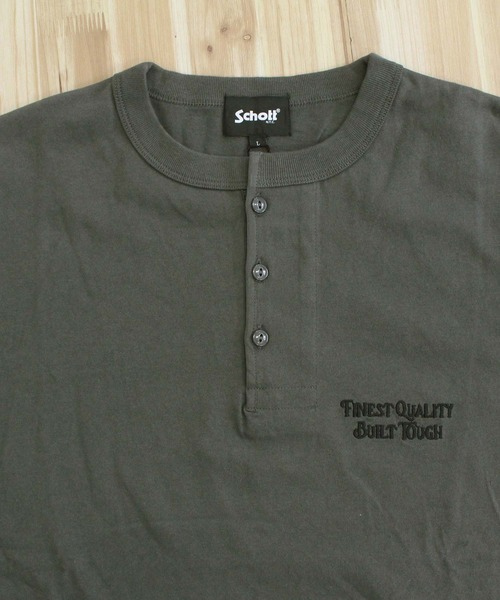 Schott(ショット)の「FINEST QUALITY BUILT TOUGH EMB. HENLEY T-SHIRT(Tシャツ/カットソー・メンズ・チャコールグレー/ホワイト/ネイビー・XXL/XL/M/L)」の17枚目の写真
