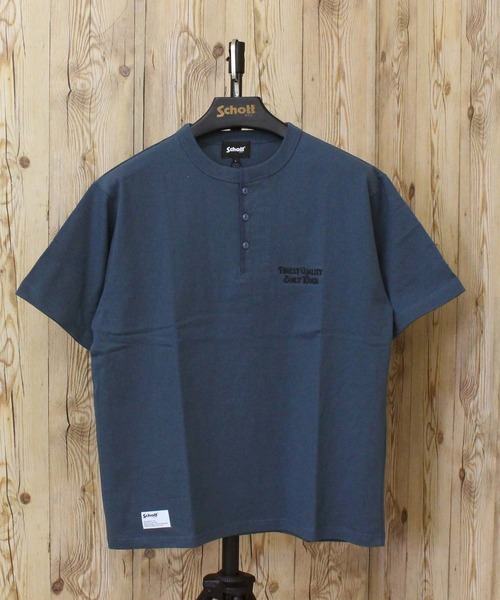 Schott(ショット)の「FINEST QUALITY BUILT TOUGH EMB. HENLEY T-SHIRT(Tシャツ/カットソー・メンズ・チャコールグレー/ホワイト/ネイビー・XXL/XL/M/L)」の10枚目の写真
