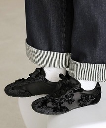 スニーカー（ブラック/黒色系・花柄・ボタニカル柄）ファッション通販