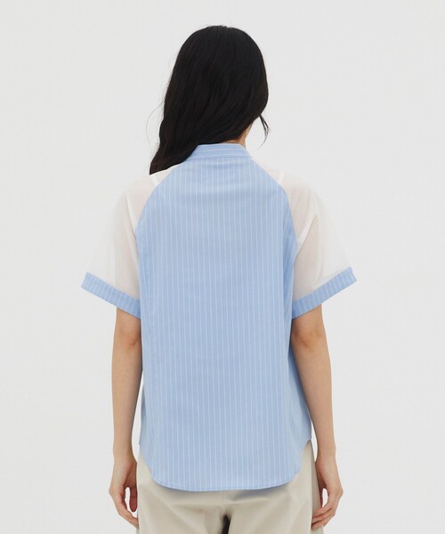 UNITED TOKYO(ユナイテッドトウキョウ)の「【残りわずか!】シアースリーブラッフルシャツ|夏服/細見え/ウォッシャブル/透け感/ボウタイ/オフィスカジュアル(シャツ/ブラウス・レディース・ネイビー/ライトブルー/オフホワイト・FREE)」の19枚目の写真