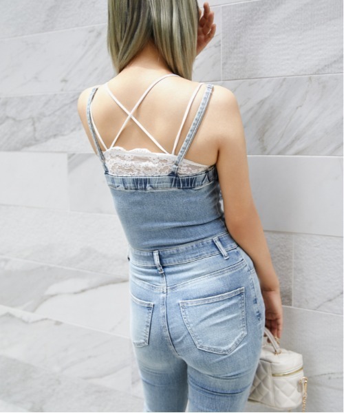 GORGE(ゴージ)の「《フロントレースアップ×デニムフレア》オールインワン/Y2Kカジュアル/オールシーズン/全2色(つなぎ/オールインワン・レディース・ブルー/ブラック・F)」の5枚目の写真