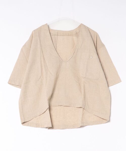 RCD(アールシーディー)の「麻綿Vネックシャツプルオーバー(シャツ/ブラウス・レディース・ベージュ/ブラック・4L~5L/LL~3L/M-L)」の17枚目の写真