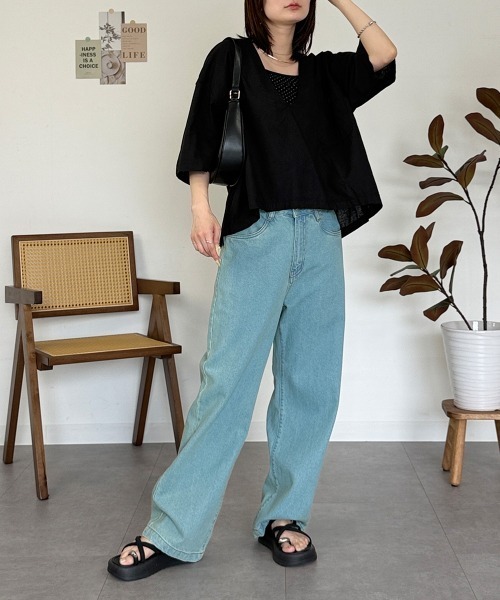 RCD(アールシーディー)の「麻綿Vネックシャツプルオーバー(シャツ/ブラウス・レディース・ベージュ/ブラック・4L~5L/LL~3L/M-L)」の8枚目の写真