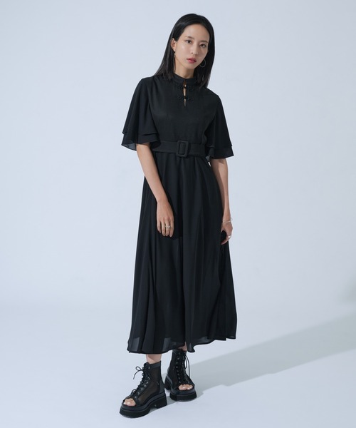 Ellno de Mavie(エルノデメヴィ)の「チャイナシフォンワンピース(ワンピース・レディース・ブルー系その他/ブラック・FREE)」の3枚目の写真