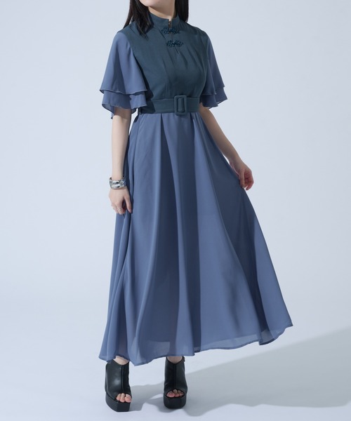 Ellno de Mavie(エルノデメヴィ)の「チャイナシフォンワンピース(ワンピース・レディース・ブルー系その他/ブラック・FREE)」の19枚目の写真