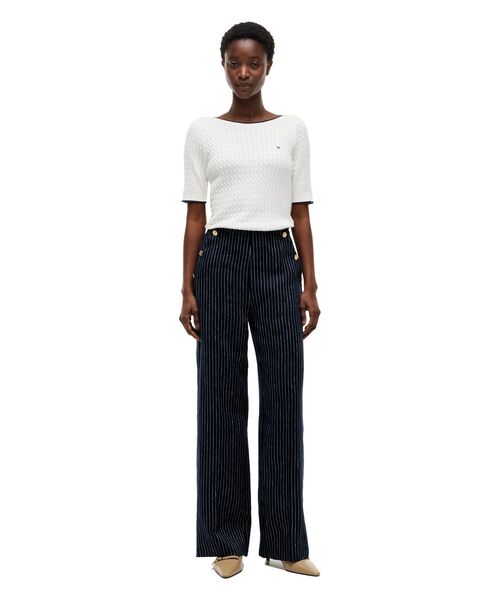 TOMMY HILFIGER(トミーヒルフィガー)の「リネン混ストライプ柄ワイドパンツ(その他パンツ・レディース・ブルー・34inch/32inch/36inch)」の5枚目の写真