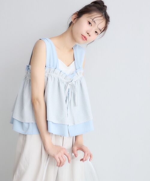 RETRO GIRL(レトロガール)の「フリルレイヤードノースリビスチェ(シャツ/ブラウス・レディース・ブラック/ブルー/ナチュラル・FREE)」の7枚目の写真