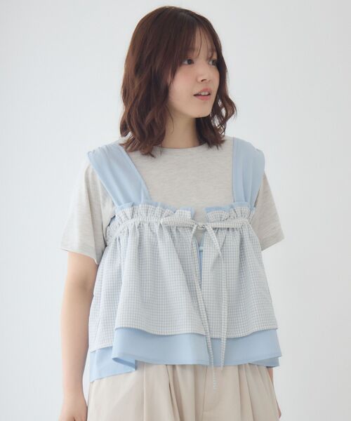 RETRO GIRL(レトロガール)の「フリルレイヤードノースリビスチェ(シャツ/ブラウス・レディース・ブラック/ブルー/ナチュラル・FREE)」の8枚目の写真