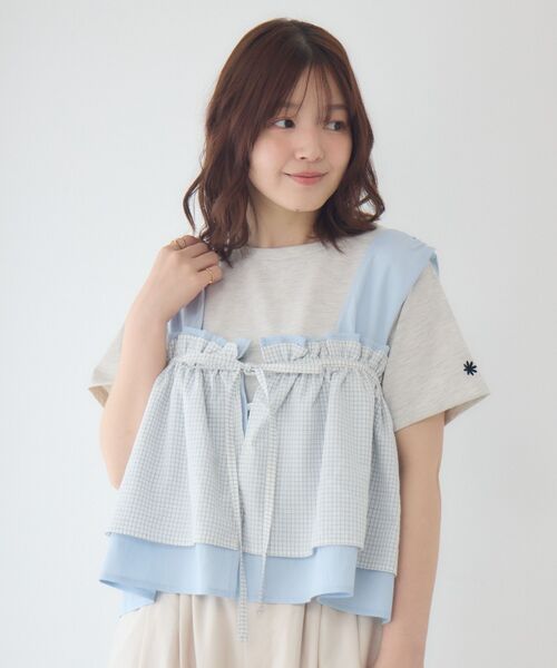 RETRO GIRL(レトロガール)の「フリルレイヤードノースリビスチェ(シャツ/ブラウス・レディース・ブラック/ブルー/ナチュラル・FREE)」の9枚目の写真