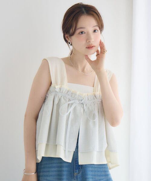 RETRO GIRL(レトロガール)の「フリルレイヤードノースリビスチェ(シャツ/ブラウス・レディース・ブラック/ブルー/ナチュラル・FREE)」の11枚目の写真