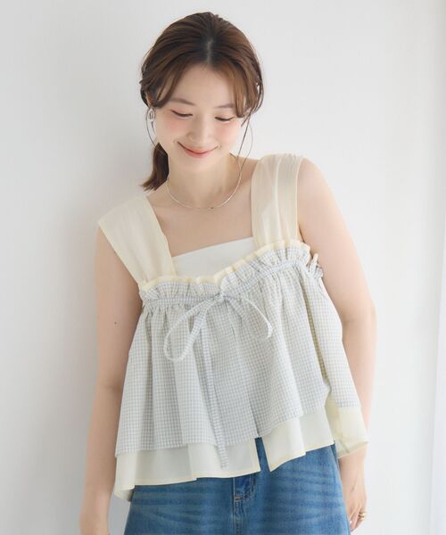 RETRO GIRL(レトロガール)の「フリルレイヤードノースリビスチェ(シャツ/ブラウス・レディース・ブラック/ブルー/ナチュラル・FREE)」の13枚目の写真