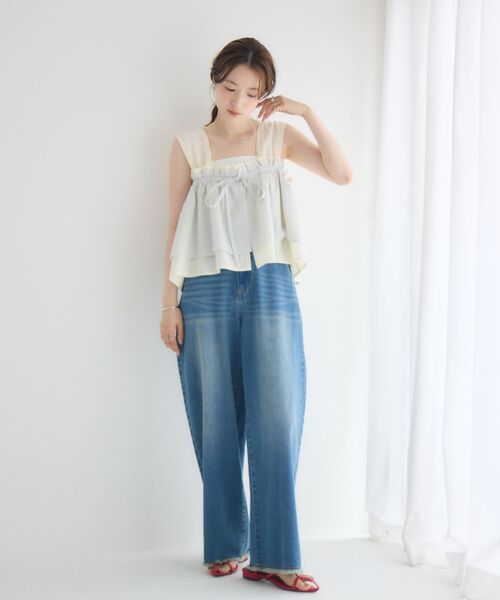 RETRO GIRL(レトロガール)の「フリルレイヤードノースリビスチェ(シャツ/ブラウス・レディース・ブラック/ブルー/ナチュラル・FREE)」の14枚目の写真