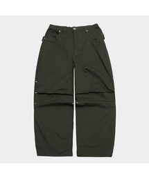 ピンタックアイレットストラップポイントカーブドワイドコットンパンツ_3COLOR