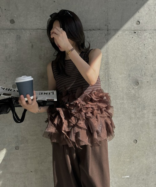 WILLFULLY(ウィルフリー)の「gradation frill no sleeve knit(ニット/セーター・レディース・ブラウン/ブラック/グレー系その他・FREE)」の8枚目の写真