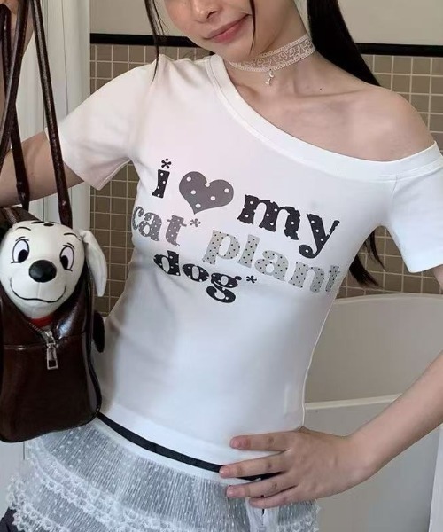 AsRiRe(アスリレイ)の「ハートロゴワンショルダーTシャツ(Tシャツ/カットソー・レディース・ホワイト・M)」の11枚目の写真